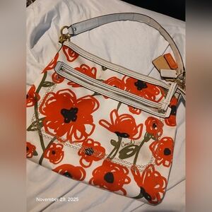 Coach Floral Print Women's Bag - Red and White
